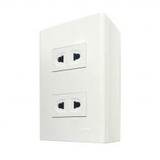 Bộ ổ cắm đơn 2 ổ cắm 2 chấu và đế nổi đơn mã A60B12U