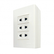 Bộ ổ cắm đơn 3 ổ cắm 2 chấu và đế nổi đơn mã A60B13UV (Vặn vít