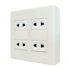 Bộ ổ cắm đôi 4 ổ cắm 2 chấu và đế nổi đôi mã A60B24U