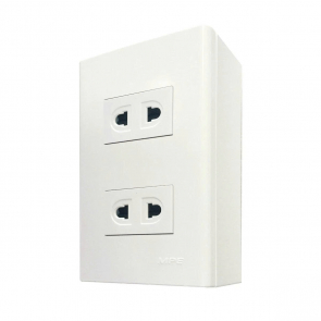 Bộ ổ cắm đơn 2 ổ cắm 2 chấu và đế nổi đơn mã A60B12U