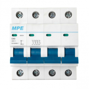 Cầu dao tự động MCB 4 cực, 63A, 6kA mã MP6-C463