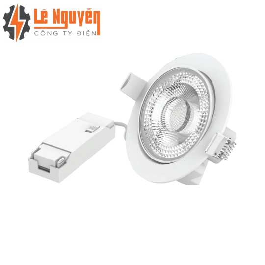 LED Downlight âm trần Chiếu điểm, Điều chỉnh hướng sáng, mặt tròn 7W 3 màu ánh sáng DLA2-7