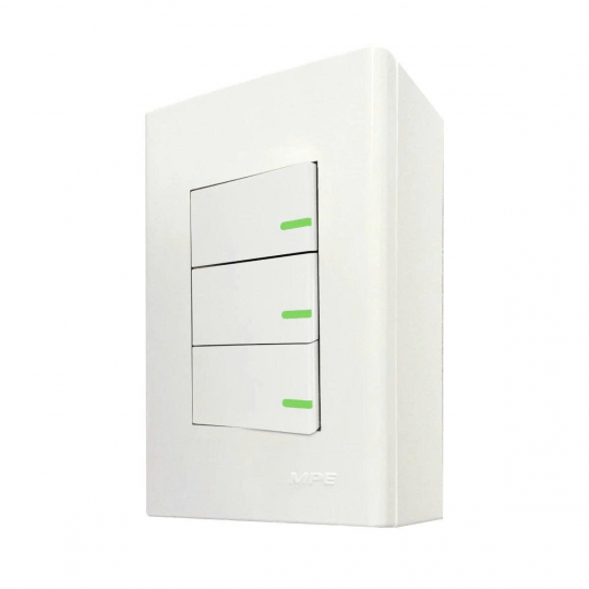 Bộ công tắc đơn 3 công tắc và đế nổi đơn mã A60B13V (Vặn vít) 