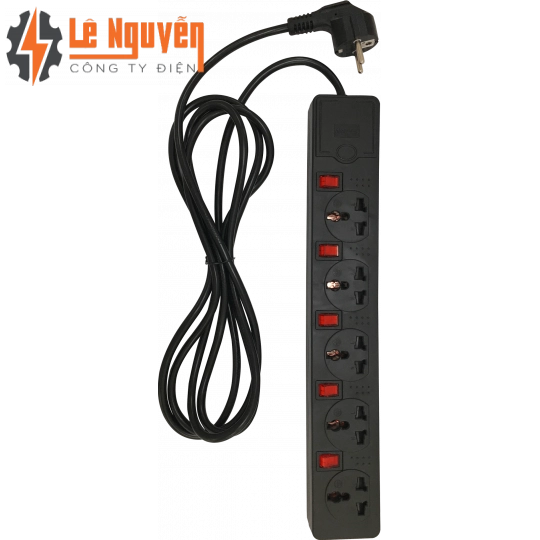 Ổ cắm di động 5 ổ cắm đơn đa năng AM5SB màu đen