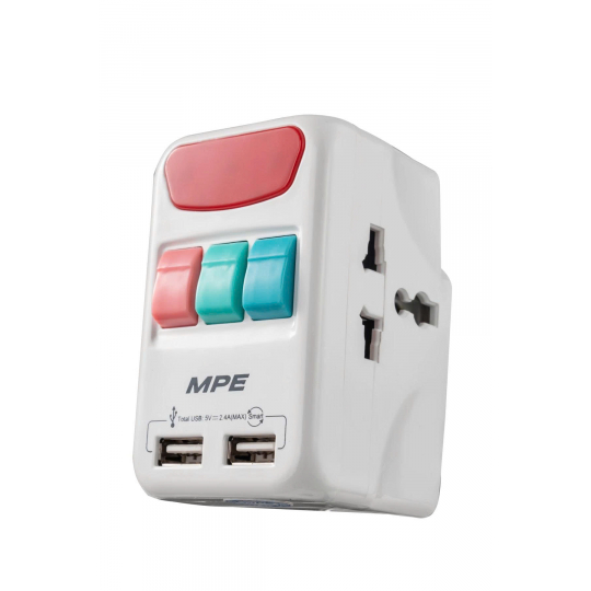 Ổ cắm du lịch đa năng, Tích hợp 2 cổng USB mã TA4