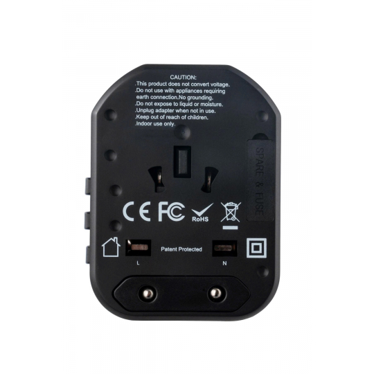 Ổ cắm du lịch đa năng, chân cắm kiểu Châu Âu, Úc, Mỹ Tích hợp 2 sạc USB mã TA5