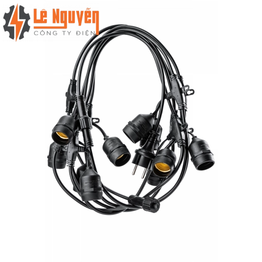 Dây đui đèn trang trí ngoài trời bộ 20 đui đèn E27 chống nước IP44 mã DDCT10-20