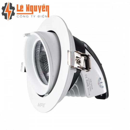 LED Downlight âm trần Chiếu điểm, Điều chỉnh hướng sáng 20W ánh sáng trắng DLA-20T