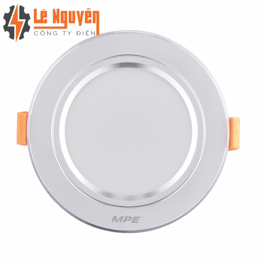 LED Downlight âm trần nhôm, viền bạc 7W ánh sáng vàng DLB-7V