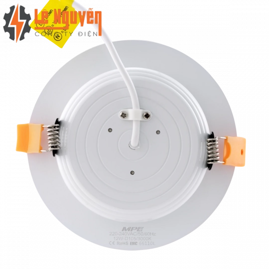 LED Downlight âm trần nhôm, viền vàng 12W - 3 chế độ màu DLV-12/3C