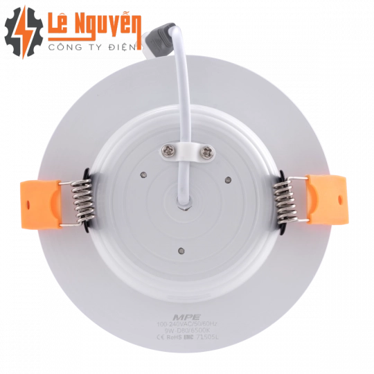 LED Downlight âm trần nhôm, viền vàng 9W ánh sáng trắng DLV-9T