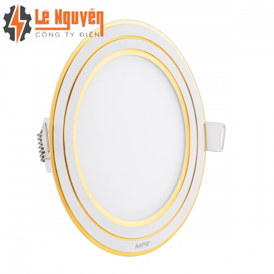 LED Panel âm trần nhôm viền vàng mặt tròn 12W phi nhỏ - 3 chế độ màu RPL-12S/3C/G