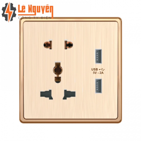 Mặt ổ cắm đa năng + ổ cắm đơn 2 chấu + 2 USB KT86x89mm mã S7MS/USB