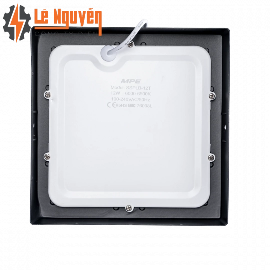 LED Panel ốp nổi nhựa đen, mặt vuông 12W ánh sáng vàng SSPLB2-12V