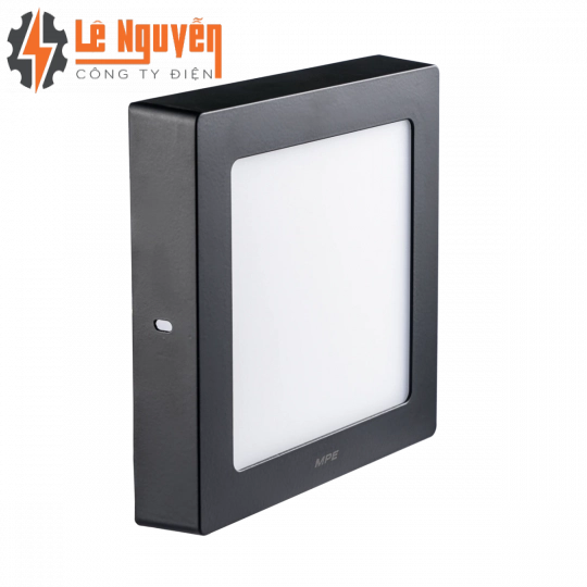 LED Panel ốp nổi nhôm, thân đen, mặt vuông 12W ánh sáng vàng SSPLB-12V